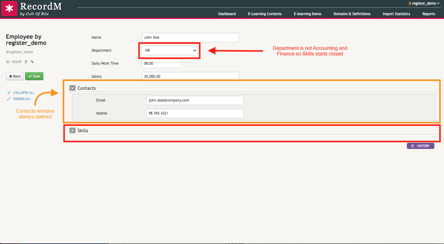expanded Automatically Expanded Fields Learning CoB